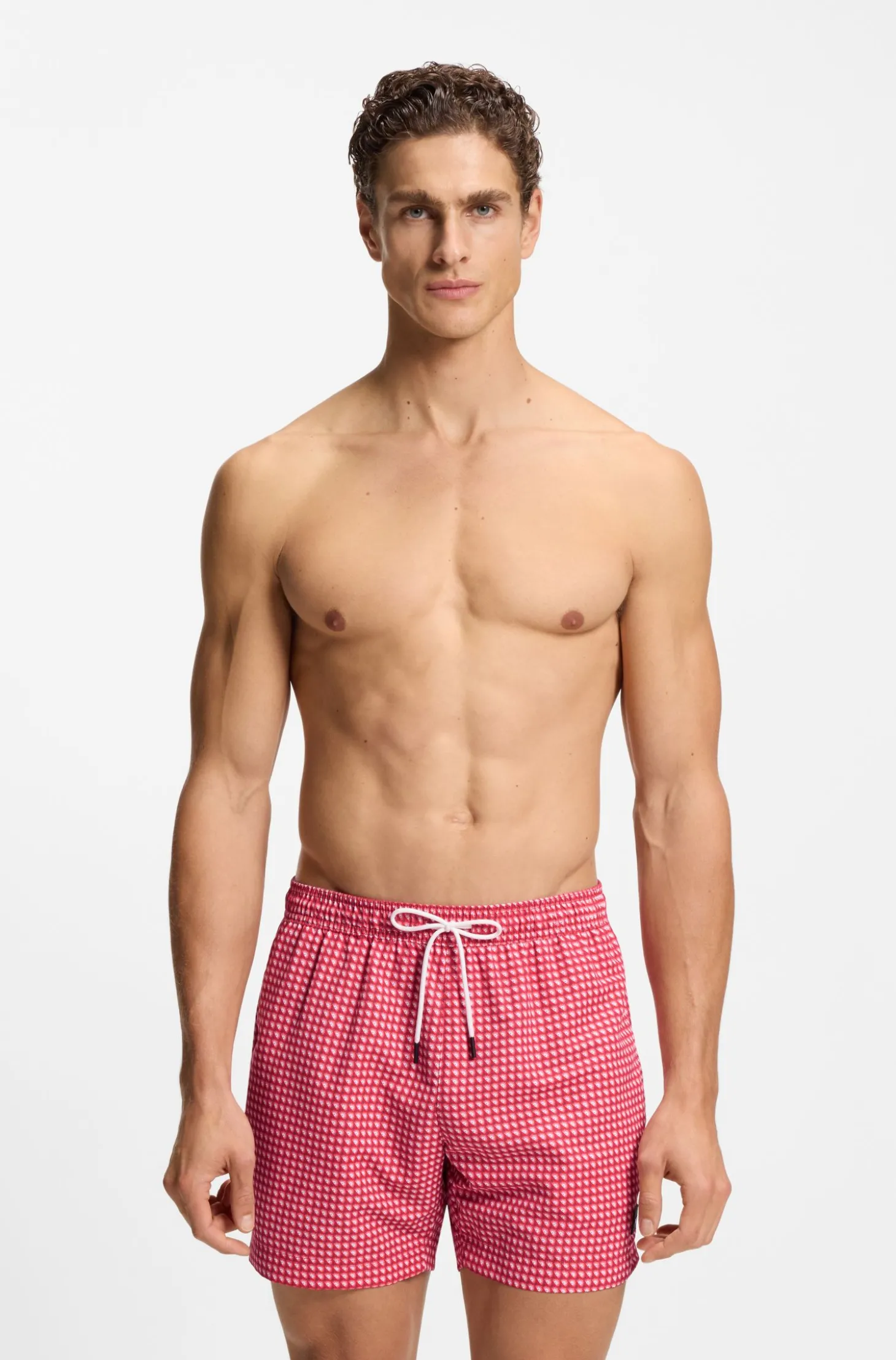 Bedruckte Badeshorts mit Logo-Badge