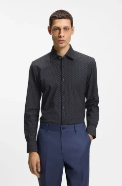 Bedrucktes Slim-Fit Hemd aus funktionalem Stretch-Jersey