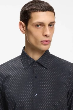 Bedrucktes Slim-Fit Hemd aus funktionalem Stretch-Jersey
