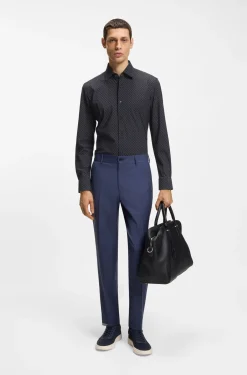 Bedrucktes Slim-Fit Hemd aus funktionalem Stretch-Jersey