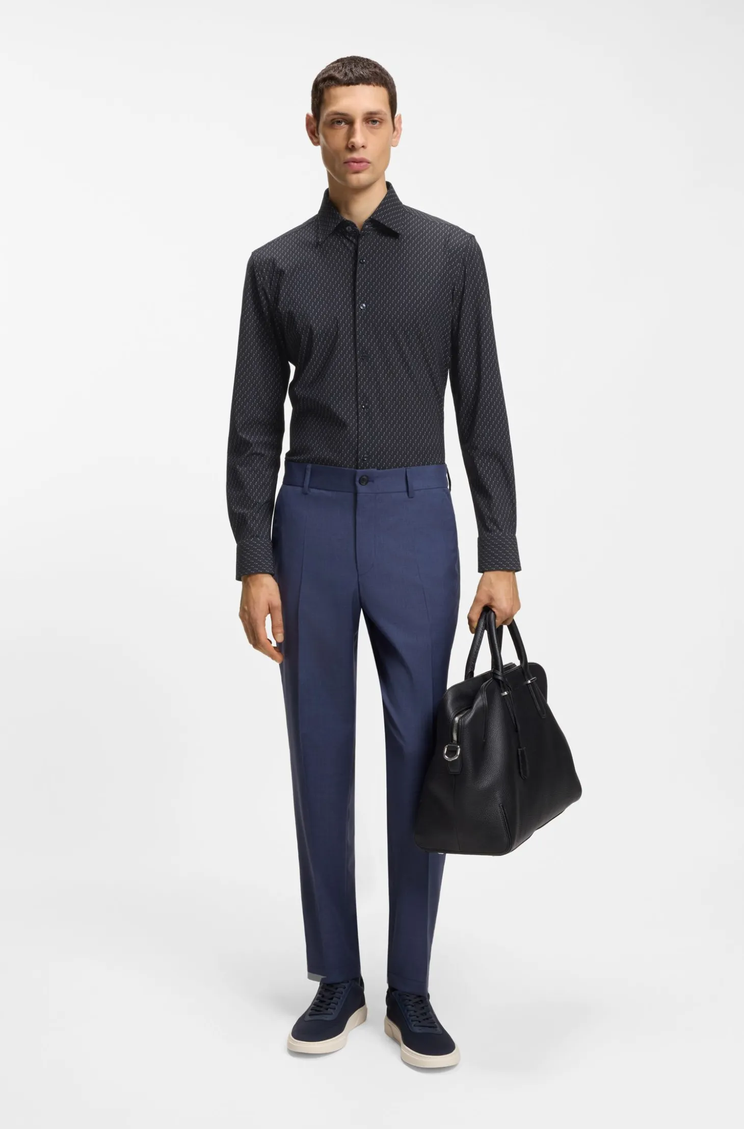 Bedrucktes Slim-Fit Hemd aus funktionalem Stretch-Jersey