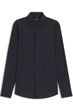 Bedrucktes Slim-Fit Hemd aus funktionalem Stretch-Jersey
