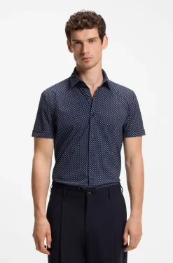Bedrucktes Slim-Fit Hemd aus funktionalem Stretch-Jersey