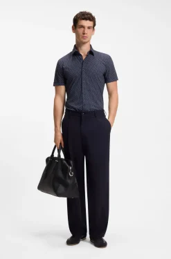 Bedrucktes Slim-Fit Hemd aus funktionalem Stretch-Jersey