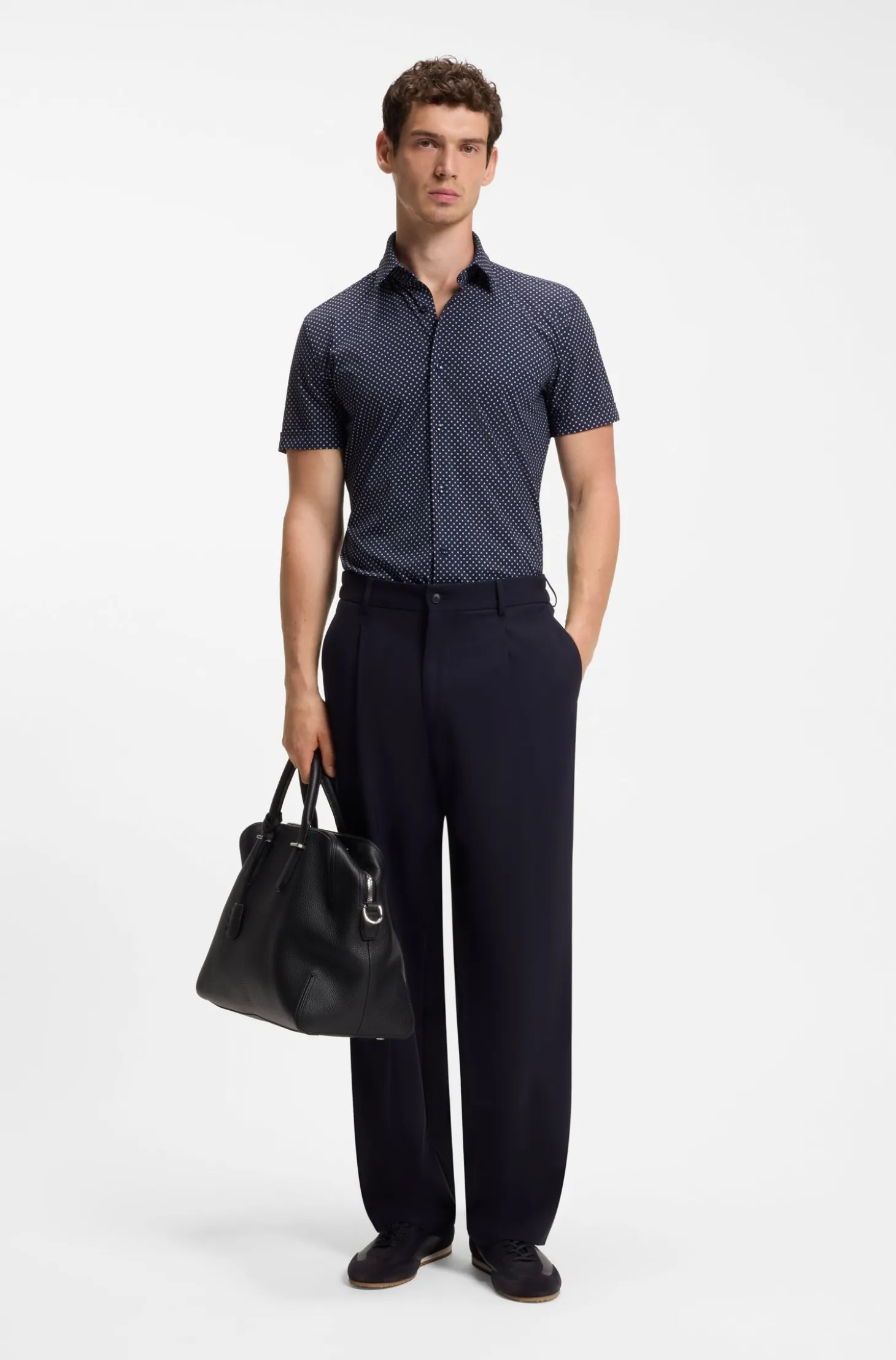 Bedrucktes Slim-Fit Hemd aus funktionalem Stretch-Jersey