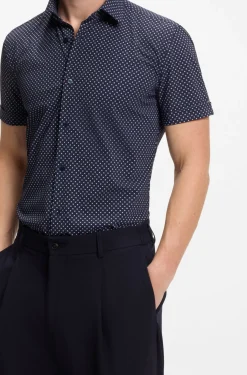 Bedrucktes Slim-Fit Hemd aus funktionalem Stretch-Jersey