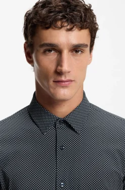 Bedrucktes Slim-Fit Hemd aus Performance-Stretch-Jersey