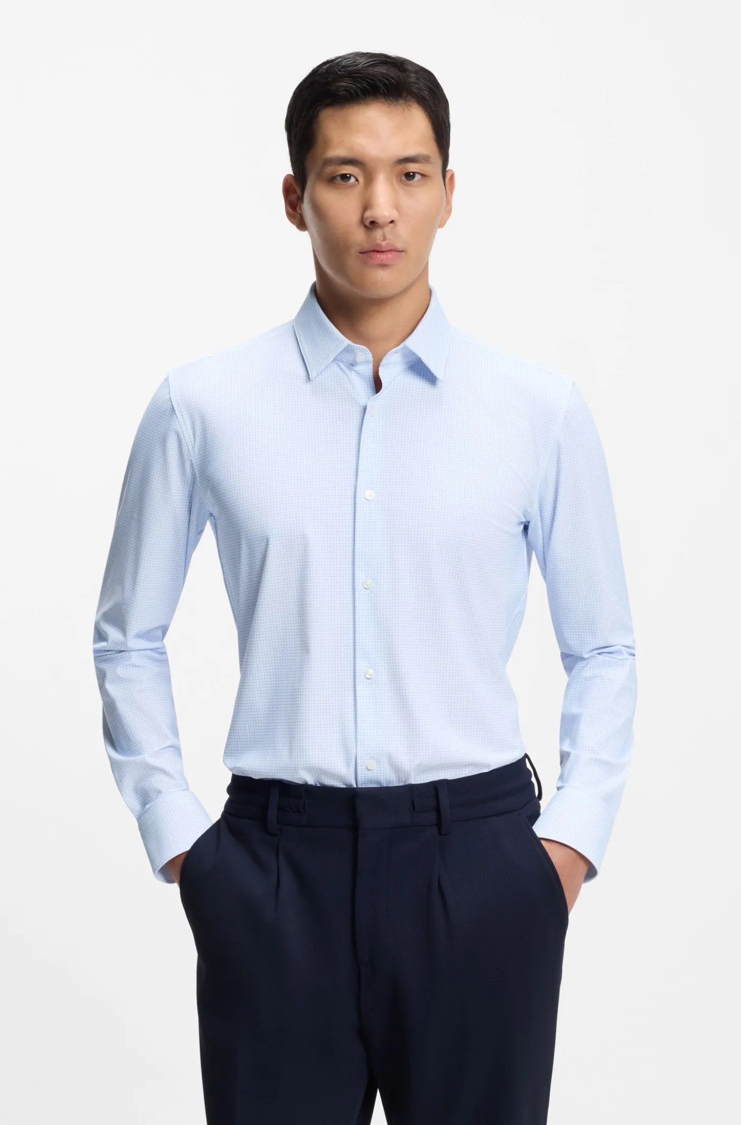 Bedrucktes Slim-Fit Hemd aus Performance-Stretch-Jersey
