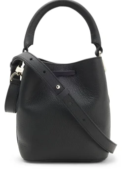 Beuteltasche aus Leder mit Logo-Schriftzug