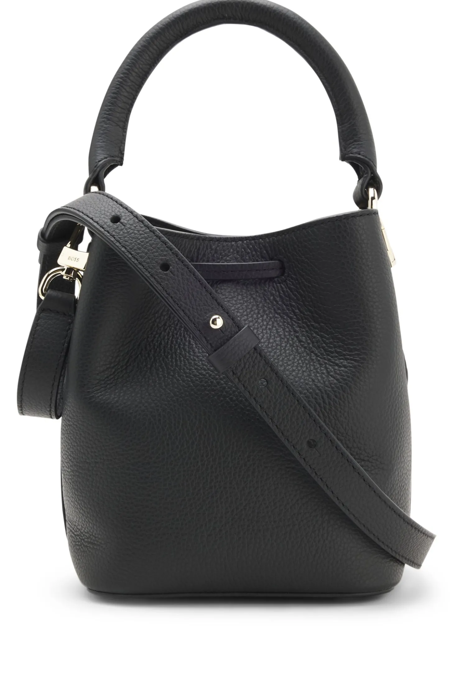 Beuteltasche aus Leder mit Logo-Schriftzug