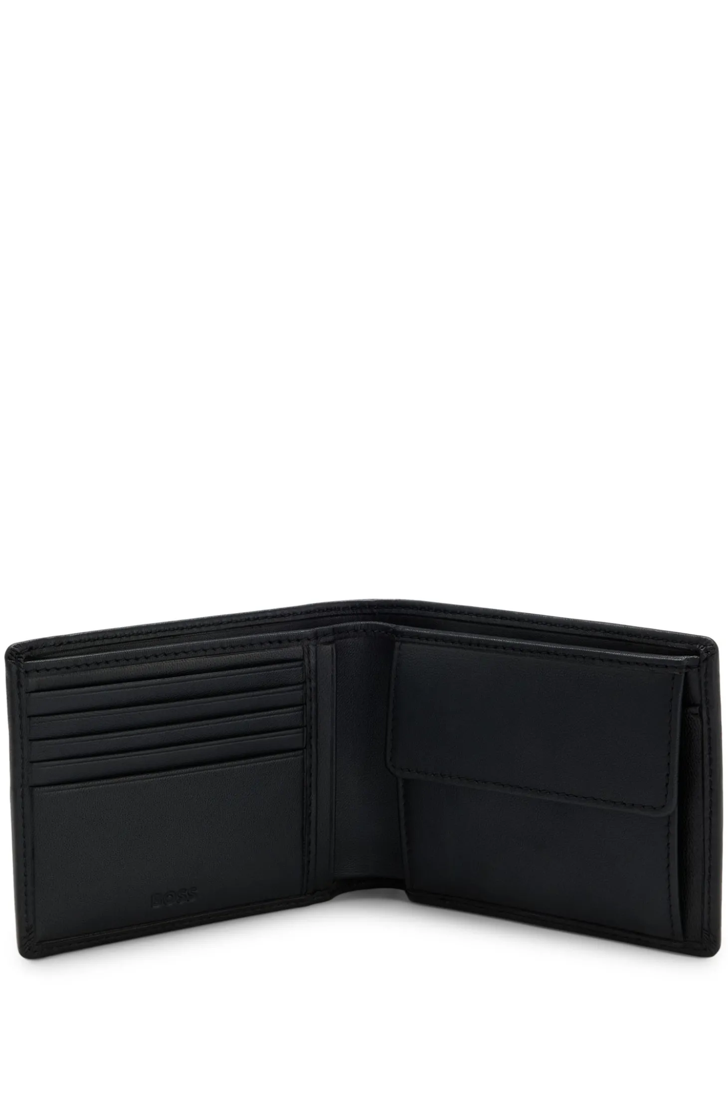 Bifold-Geldbörse aus fein genarbtem Leder mit Logo-Prägung