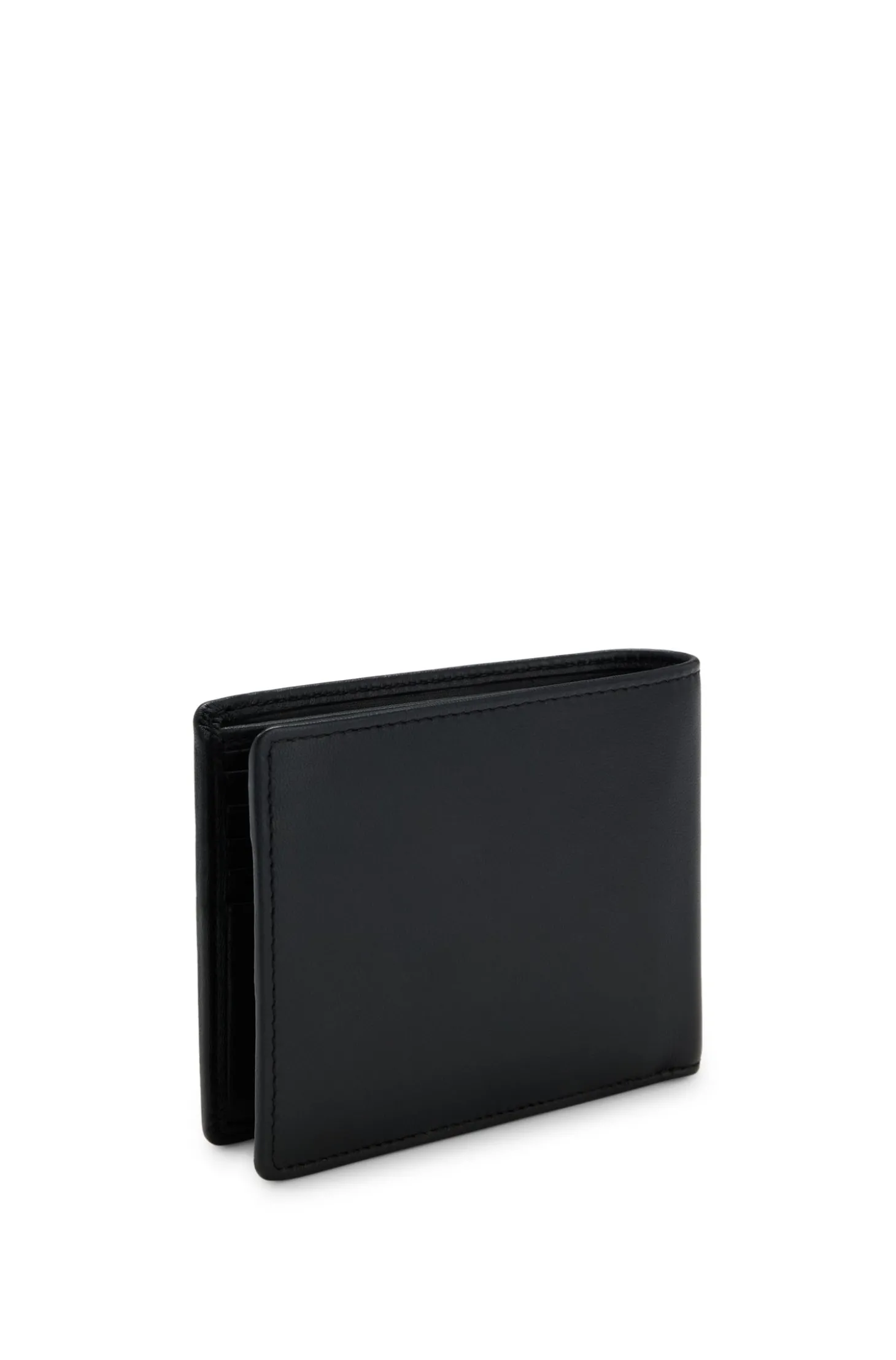 Bifold-Geldbörse aus fein genarbtem Leder mit Logo-Prägung