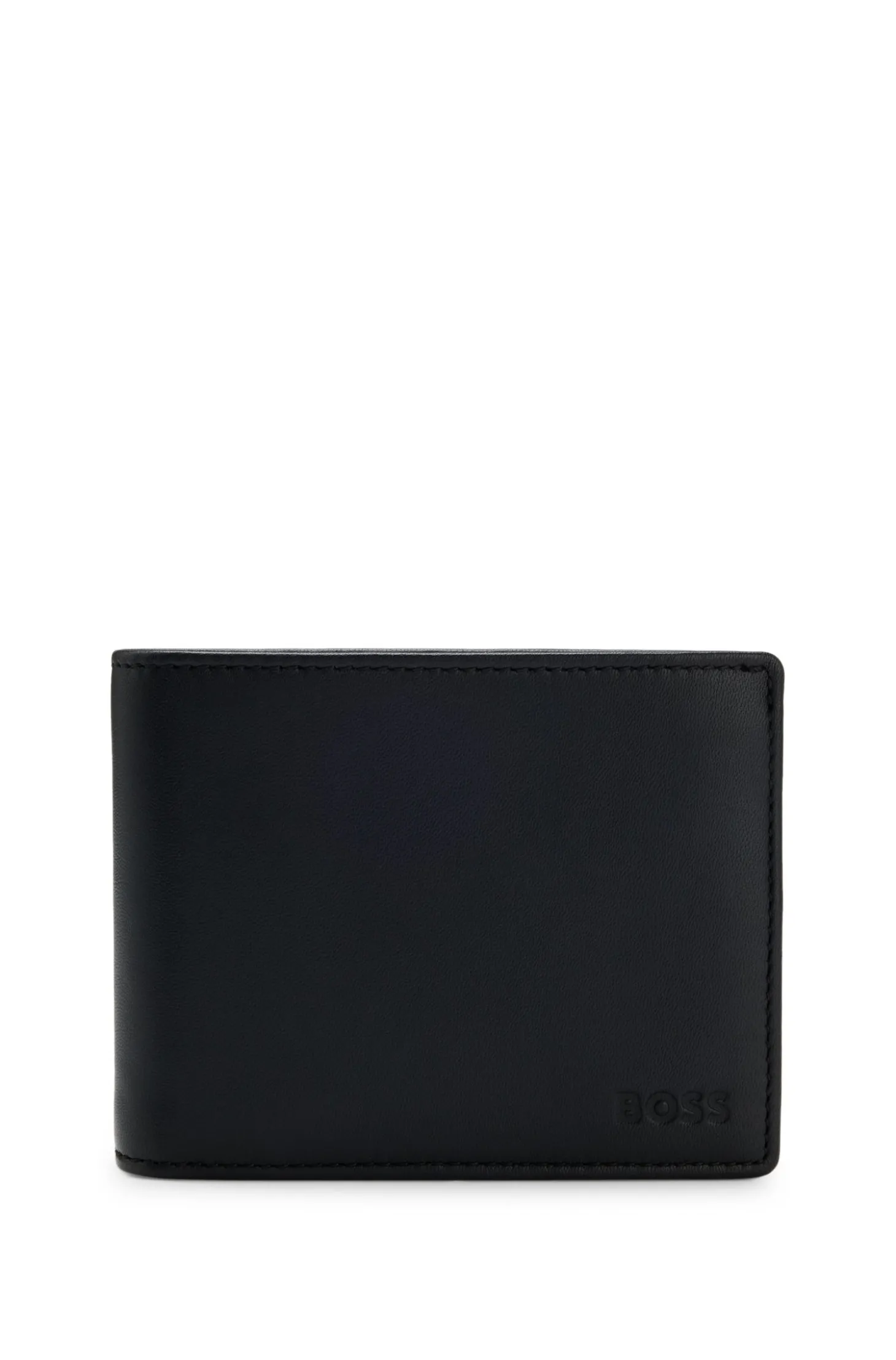 Bifold-Geldbörse aus fein genarbtem Leder mit Logo-Prägung
