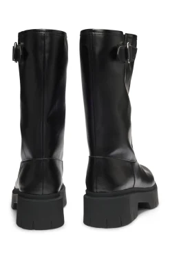 Biker-Boots aus Kunstleder mit Schnallen-Detail
