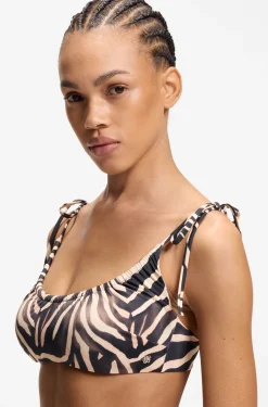 Bikini-Oberteil mit Print und Stack-Logo-Anhänger