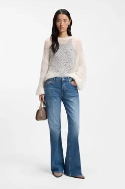 Blaue Bootcut-Jeans aus bequemem Stretch-Denim