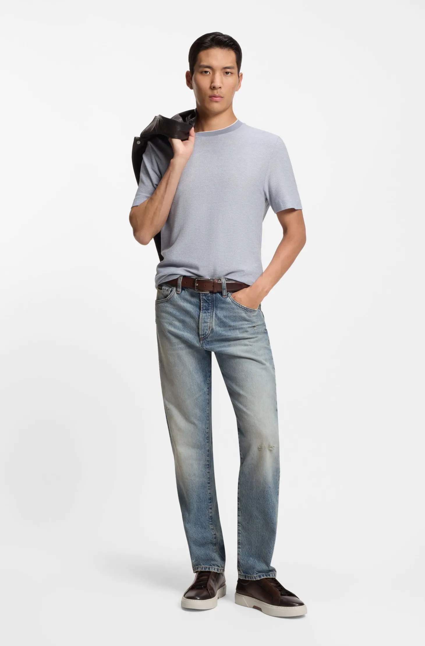 Blaue Jeans aus japanischem Stone-washed-Denim