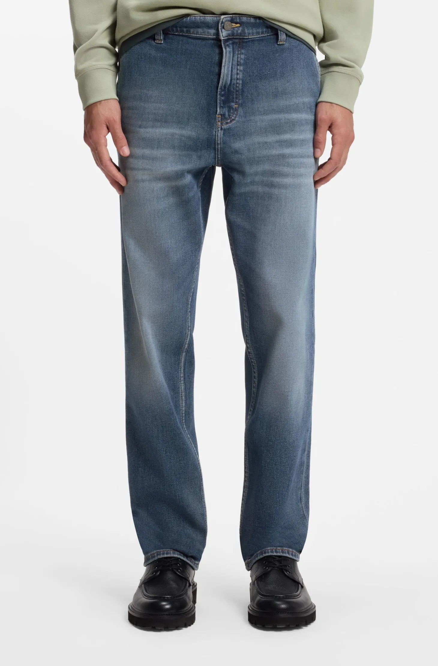 Blaue Regular-Fit Jeans aus bequemem Stretch-Denim