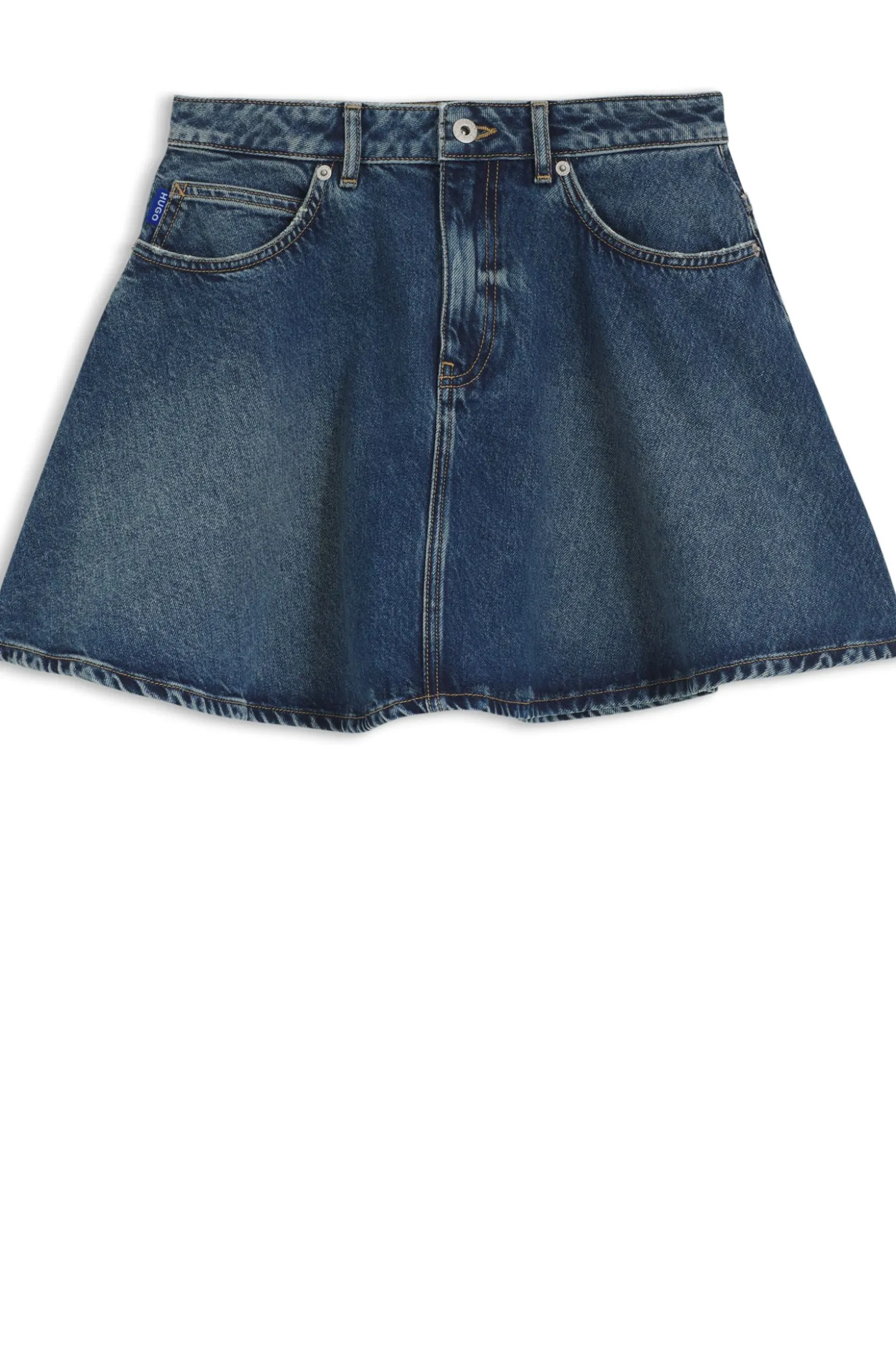 Blauer Minirock aus Denim mit hohem Bund