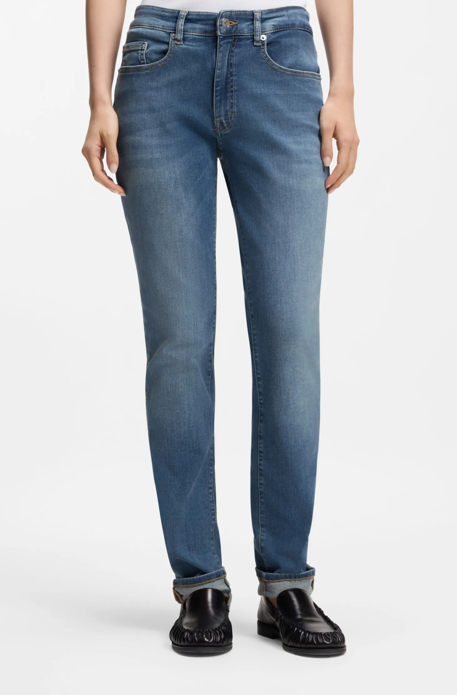 Blaue Slim-Fit Jeans aus Soft-Motion-Denim