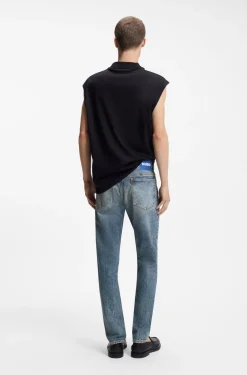 Blaue Slim-Fit Jeans aus Stretch-Denim mit Stone-washed-Finish