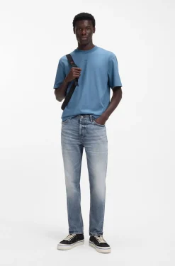 Blaue Tapered-Fit Jeans aus bequemem Stretch-Denim