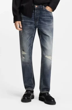 Blaue Tapered-Fit Jeans aus bequemem Stretch-Denim