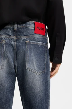 Blaue Tapered-Fit Jeans aus bequemem Stretch-Denim