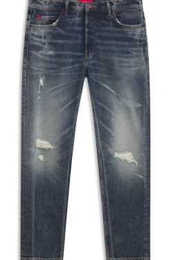 Blaue Tapered-Fit Jeans aus bequemem Stretch-Denim