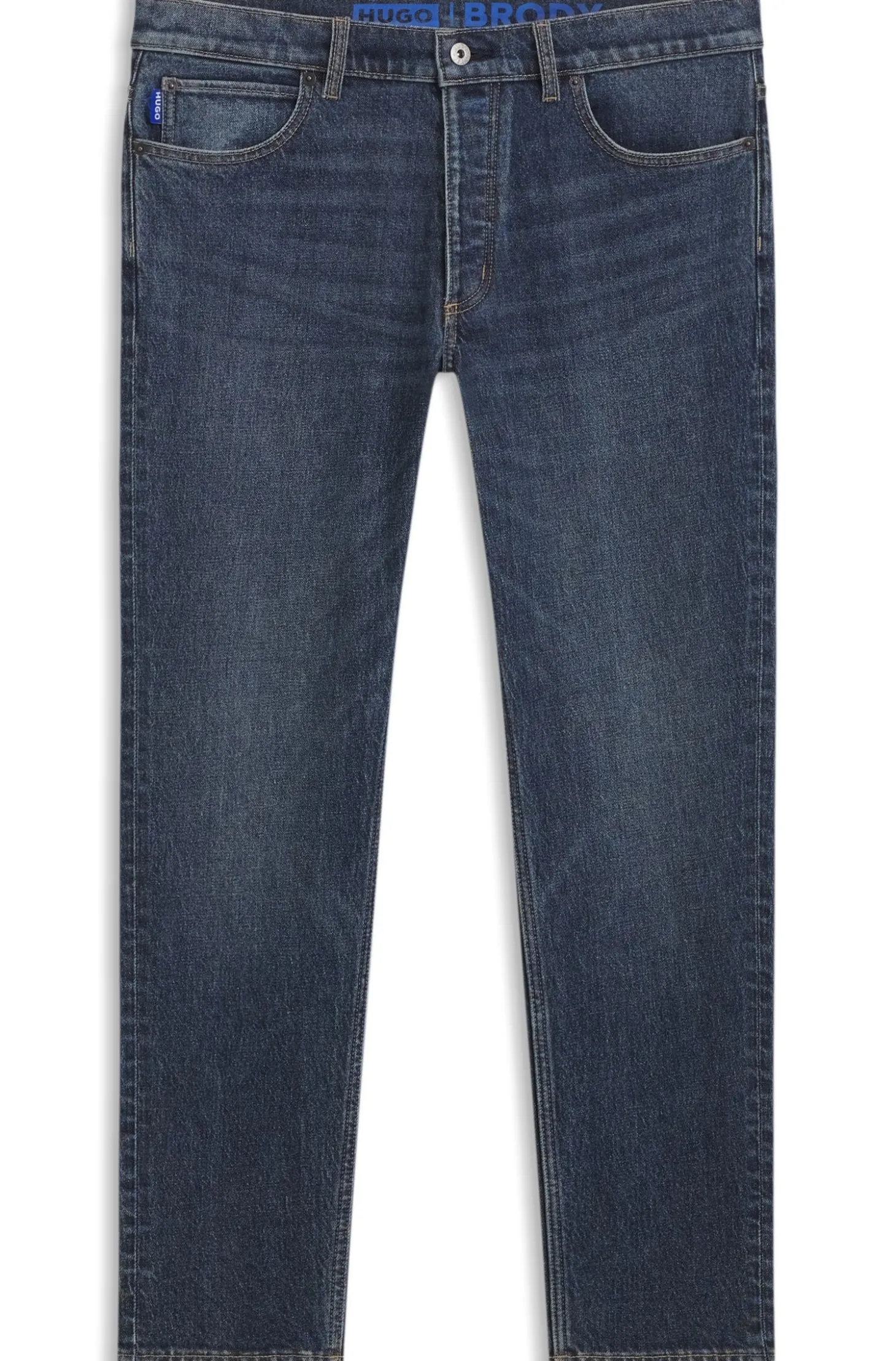 Blaue Tapered-Fit Jeans aus Stretch-Denim
