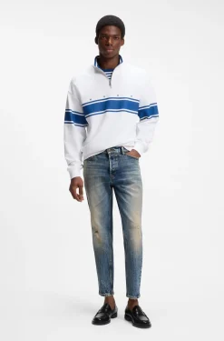 Blaue Tapered-Fit Jeans aus Stretch-Denim
