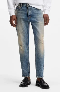 Blaue Tapered-Fit Jeans aus Stretch-Denim