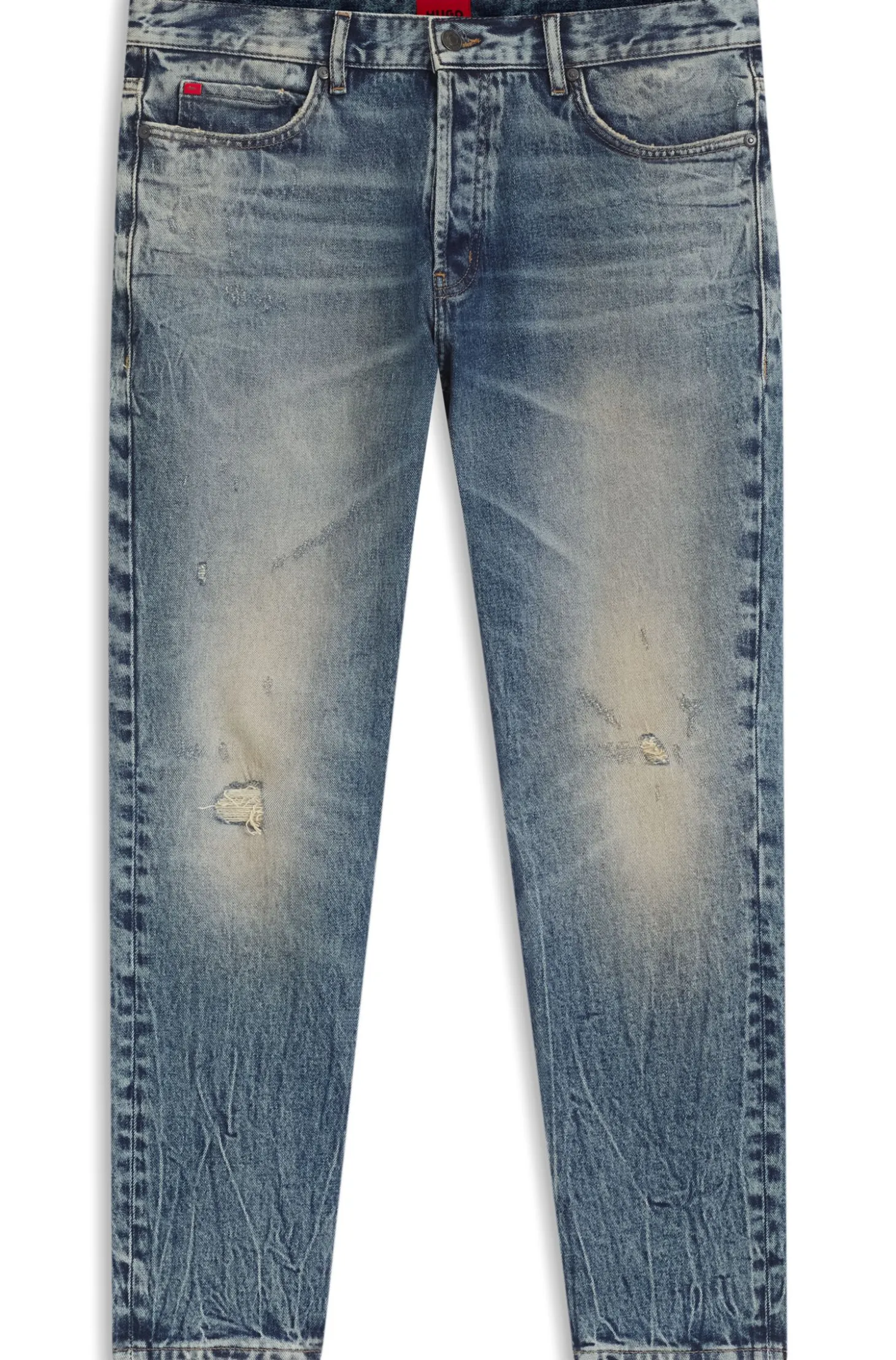 Blaue Tapered-Fit Jeans aus Stretch-Denim