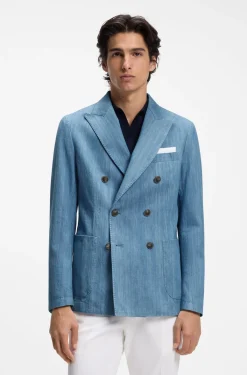 Blazer aus italienischer Baumwolle mit Spitzrevers