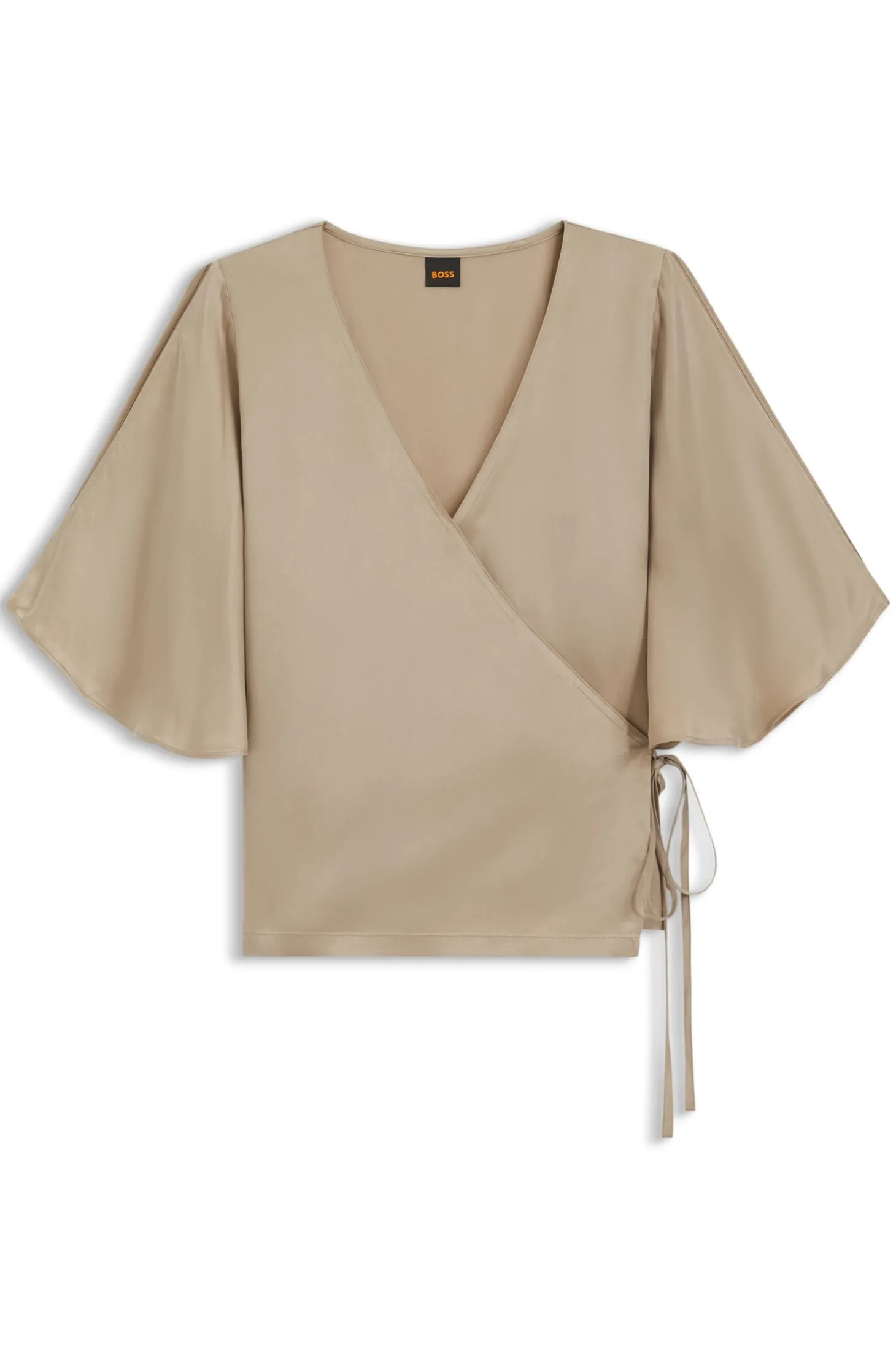 Bluse mit Wickelfront und Kimonoärmeln