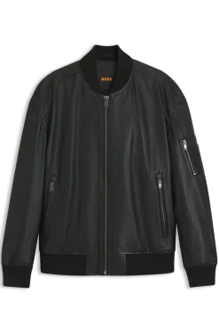 Bomberjacke aus Leder mit Ärmeltasche