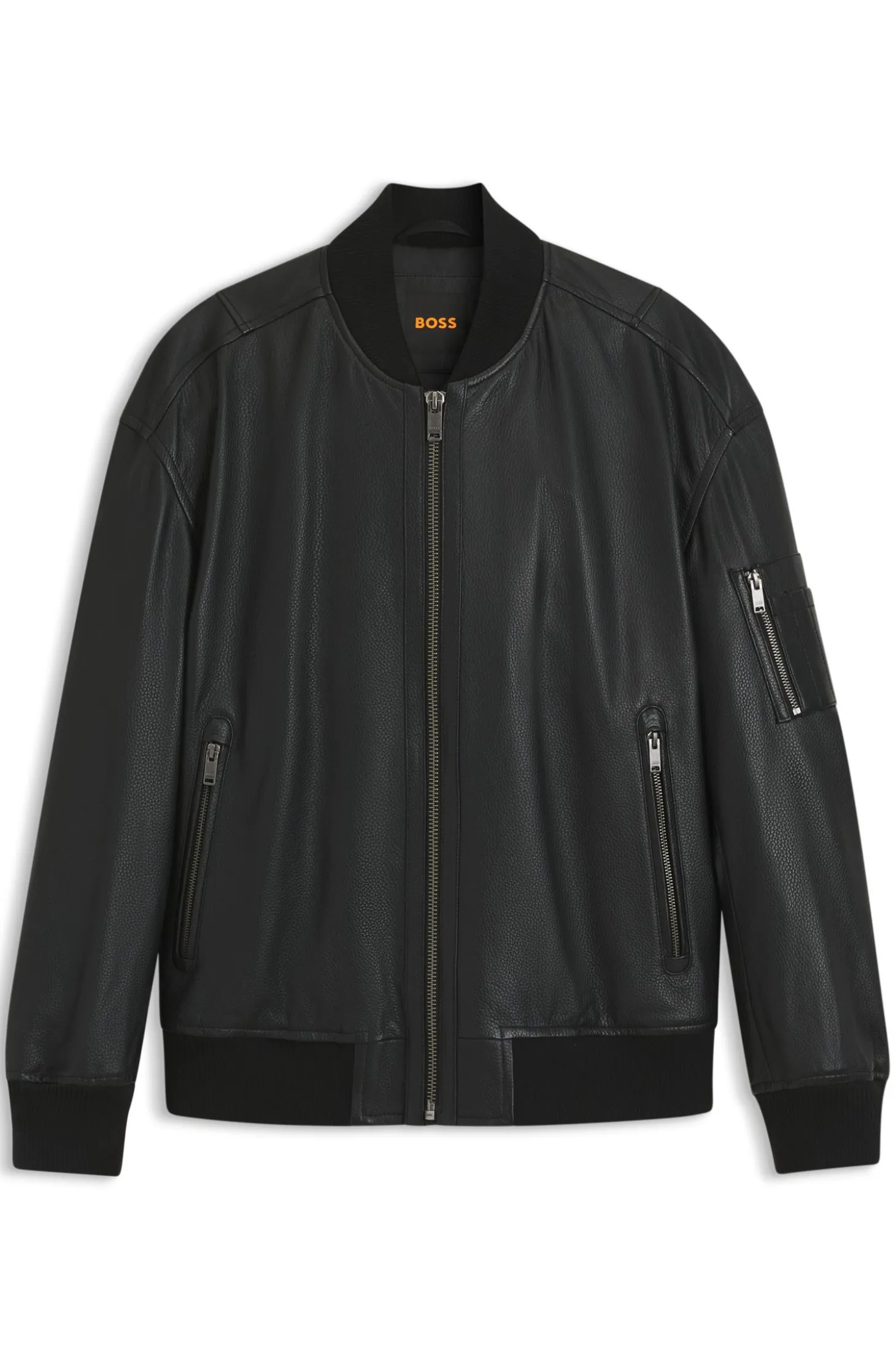 Bomberjacke aus Leder mit Ärmeltasche