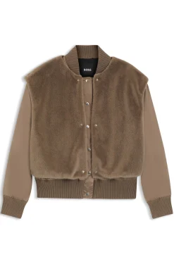 Bomberjacke aus Satin mit herausnehmbarer Weste aus Kunstfell