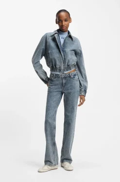 Bootcut-Jeans aus blauem Stretch-Denim