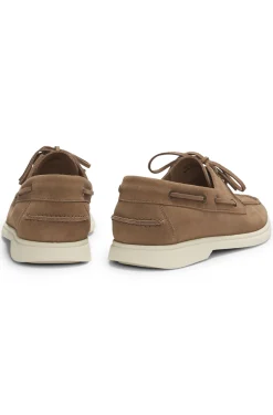 Bootschuhe aus Veloursleder mit Kontrastsohle