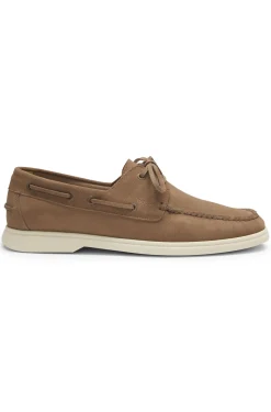 Bootschuhe aus Veloursleder mit Kontrastsohle