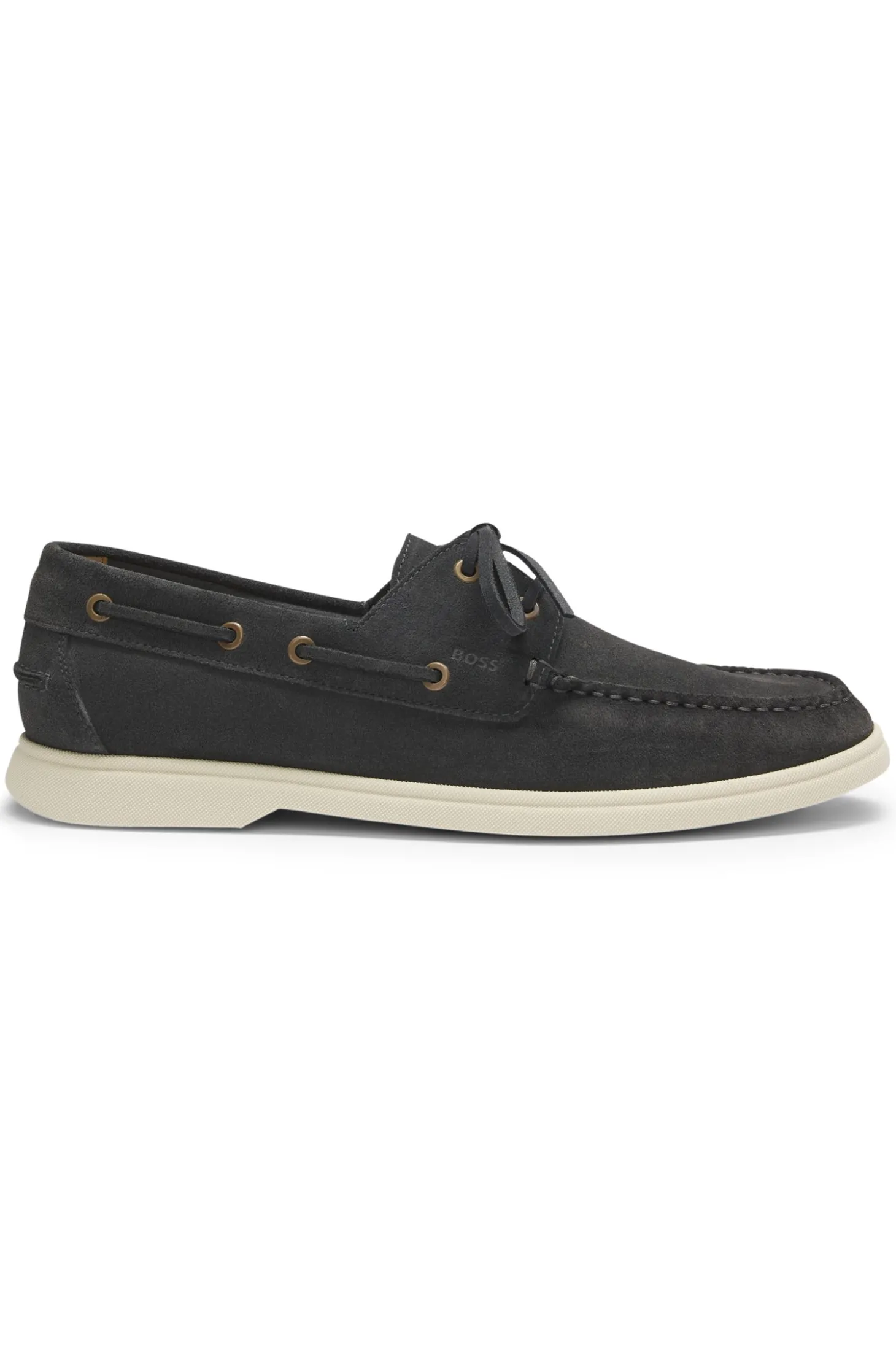 Bootschuhe aus Veloursleder mit Kontrastsohle