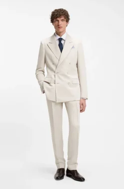BOSS BY BECKHAM Fein gemusterte Slim-Fit Hose
