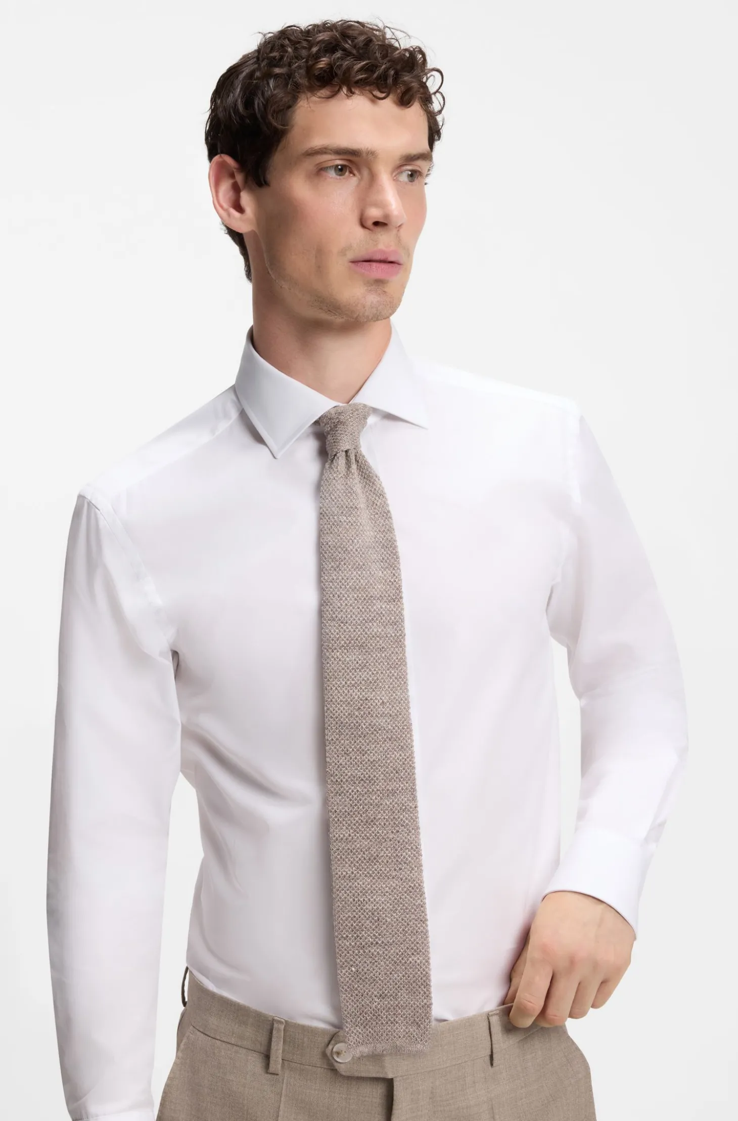 BOSS BY BECKHAM Krawatte mit Leinen und Tussahseide