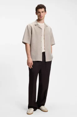 BOSS BY BECKHAM Relaxed-Fit Hemd aus Leinen