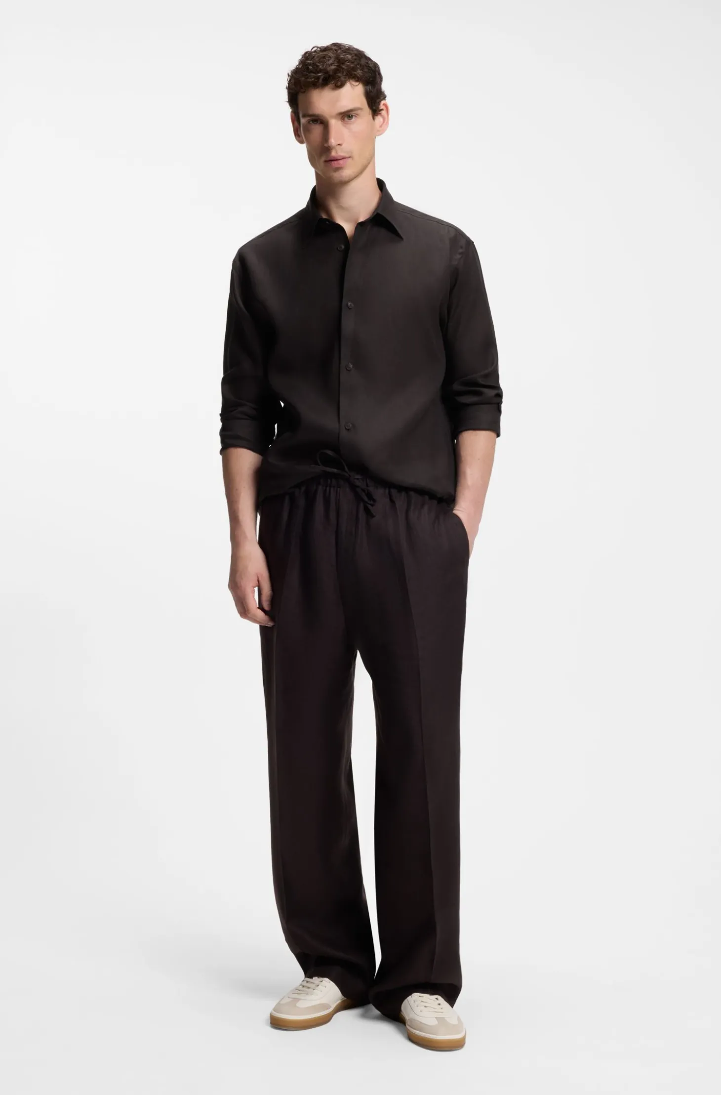 BOSS BY BECKHAM Relaxed-Fit Hemd aus Leinen