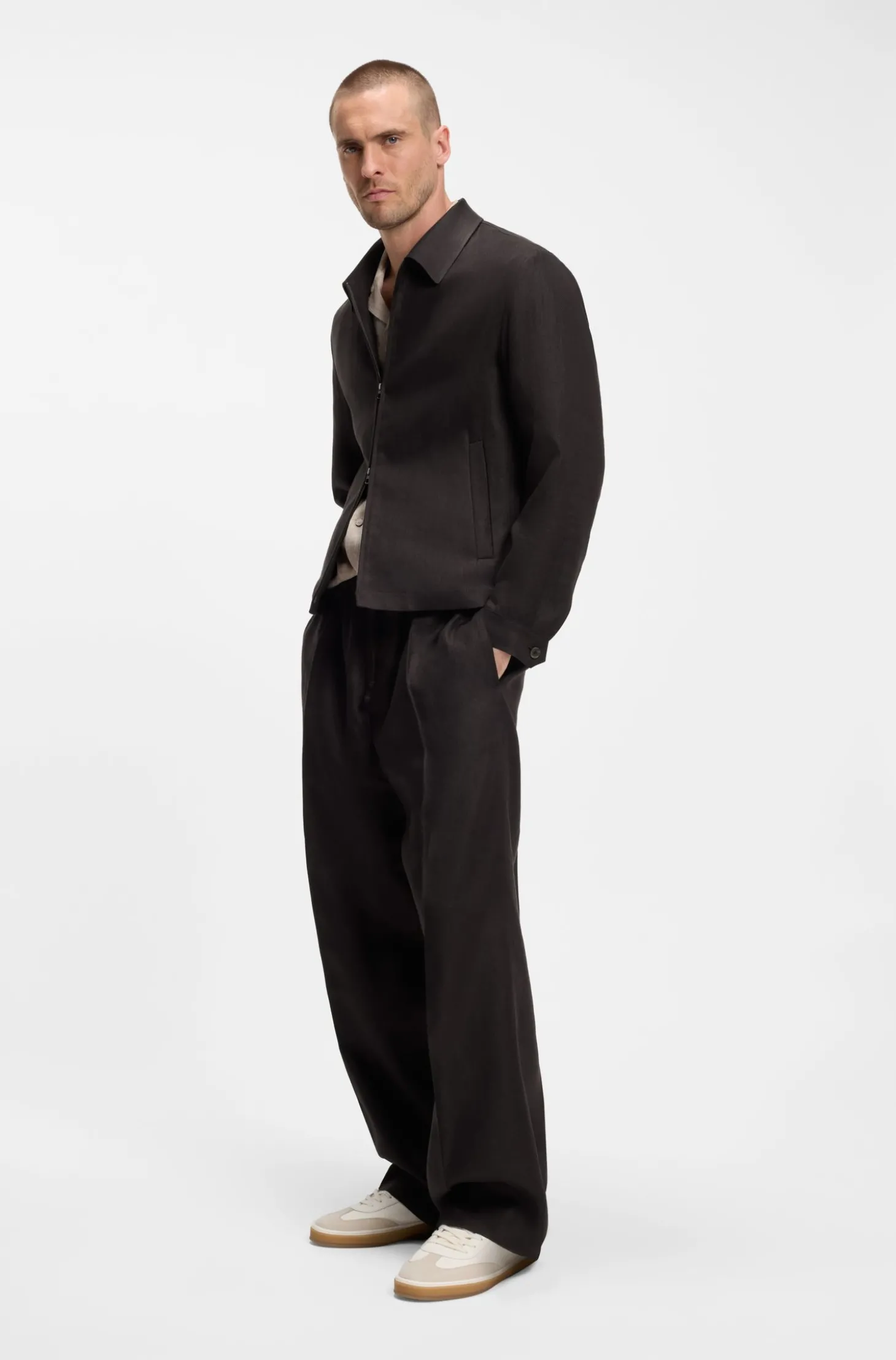 BOSS BY BECKHAM Relaxed-Fit Jacke aus Leinen