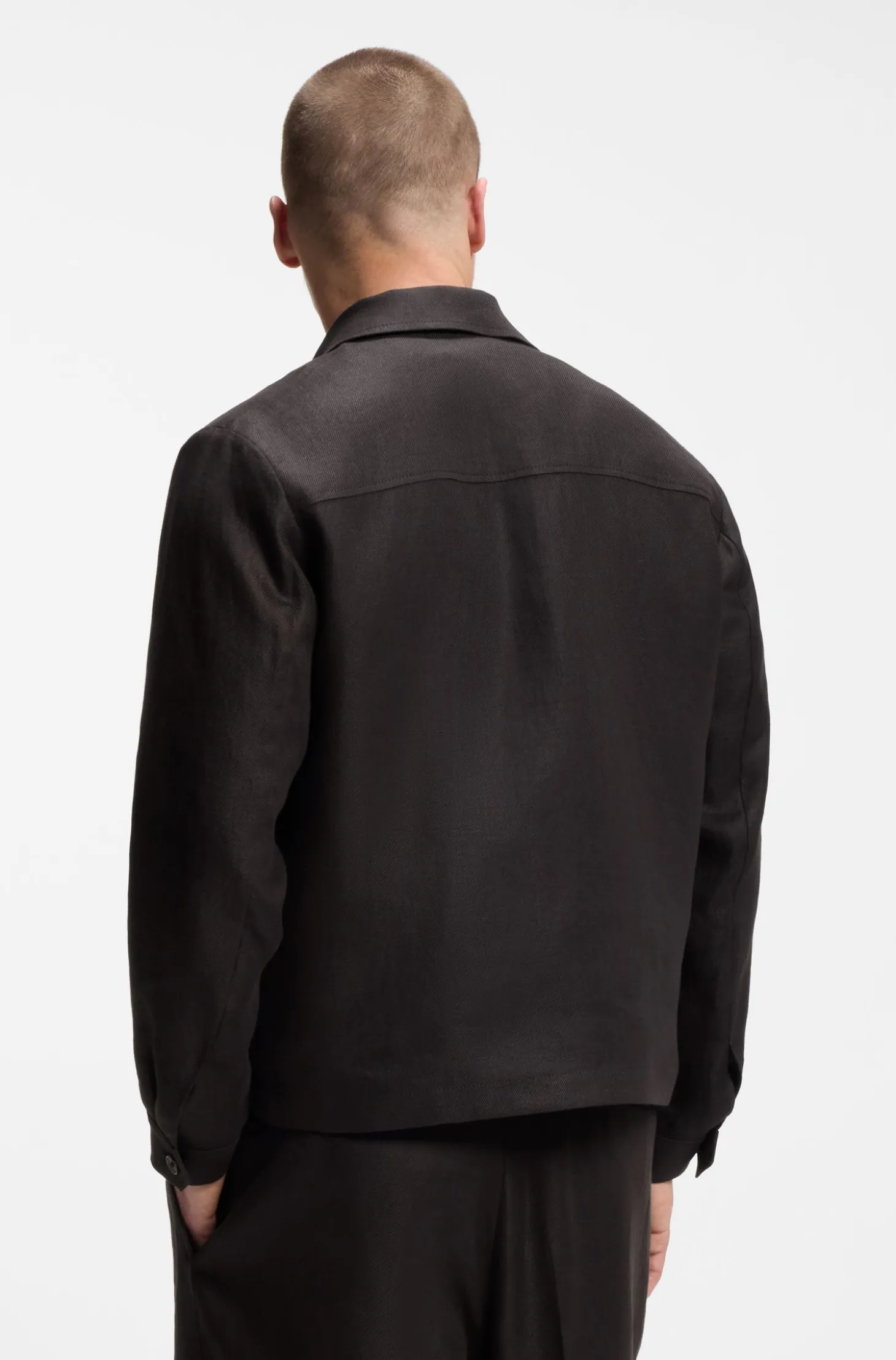 BOSS BY BECKHAM Relaxed-Fit Jacke aus Leinen