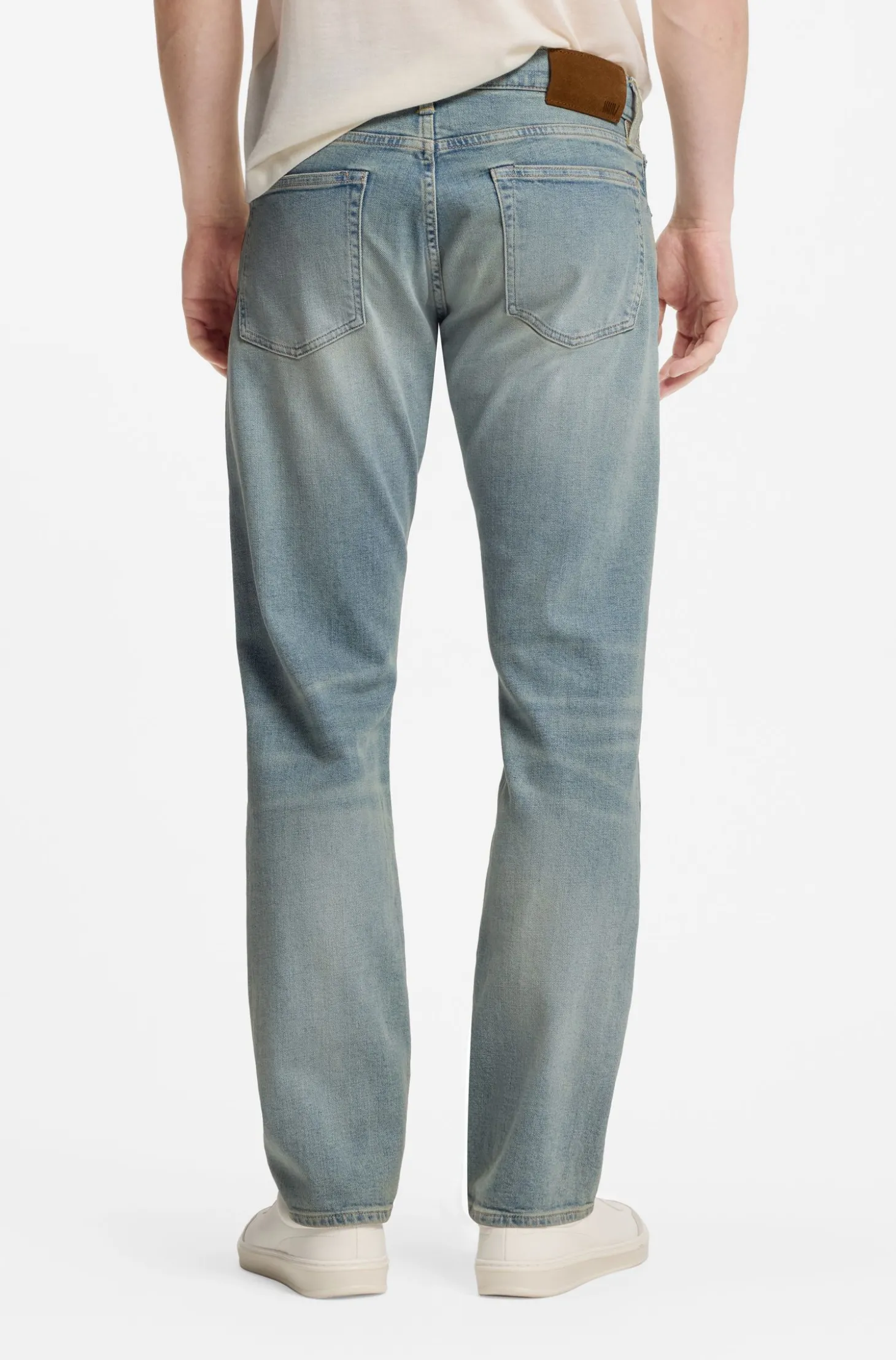 BOSS BY BECKHAM Slim-Fit Jeans aus blauem Stretch-Denim