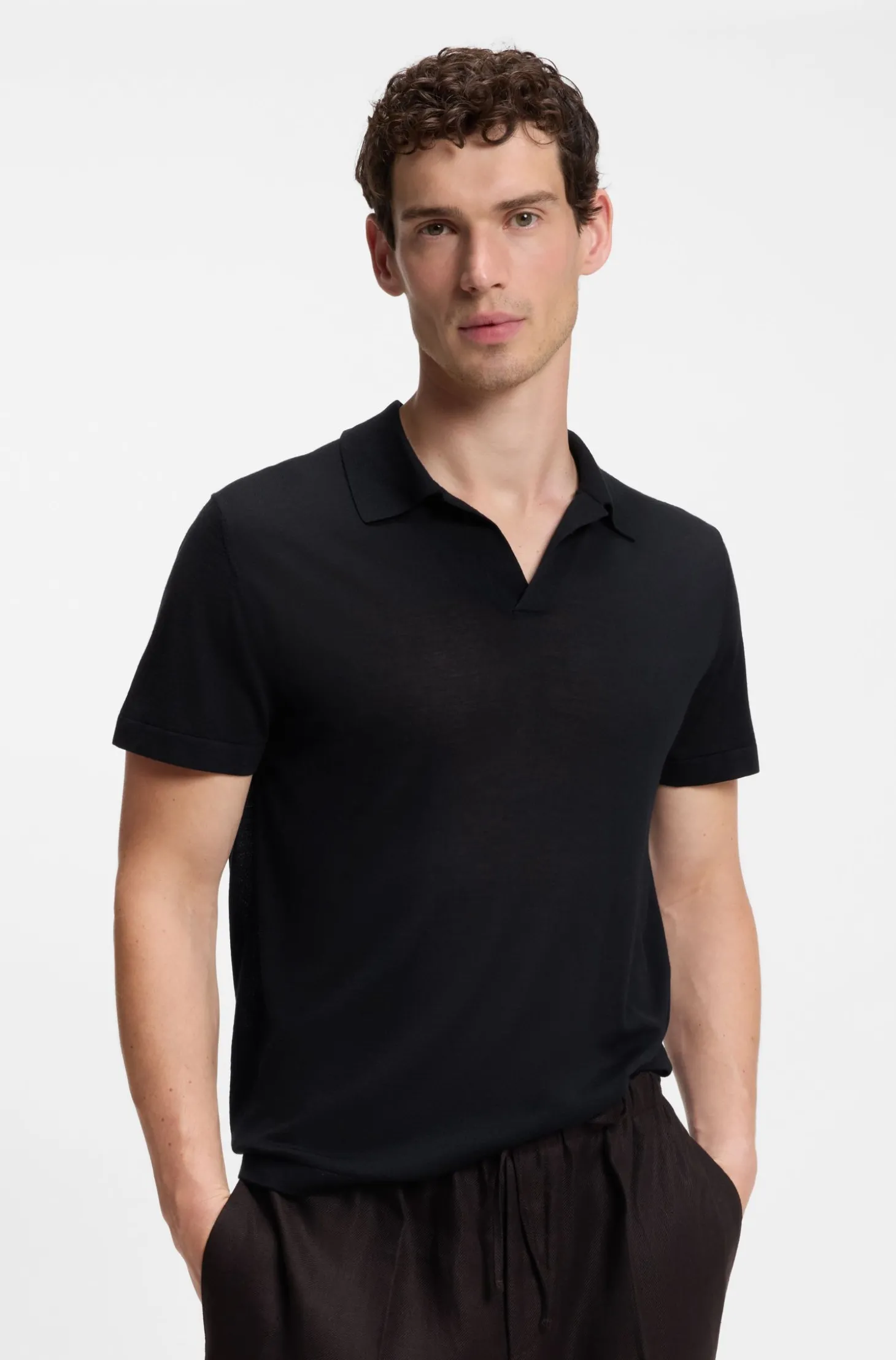 BOSS BY BECKHAM Strick-Polo aus Schurwolle